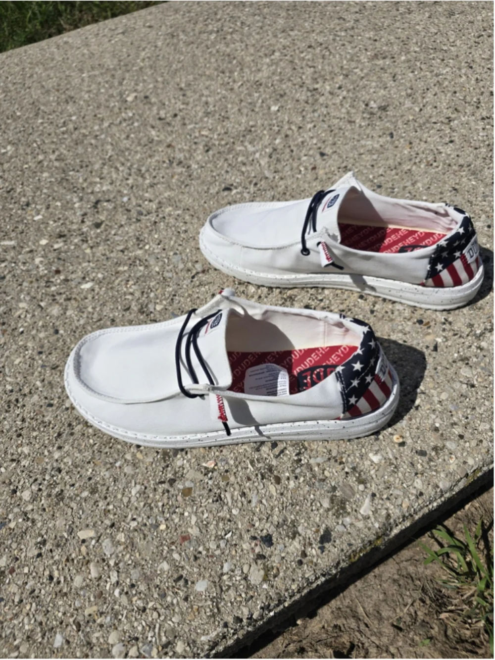 Hey Dude USA Flag Patriotic Slip On Shoes Woman's 11W Wide Excellent Condition